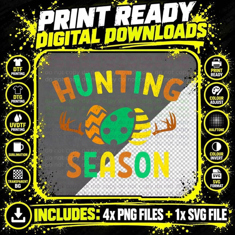 Hunting Season Easter Egg T-Shirt, Easter Holiday Print Png SVG Digital Bundle