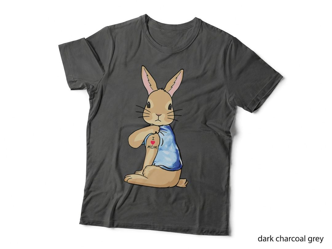 I Love Mom Bunny Tattoo Bunny Rabbit Hipster Easter T-Shirt