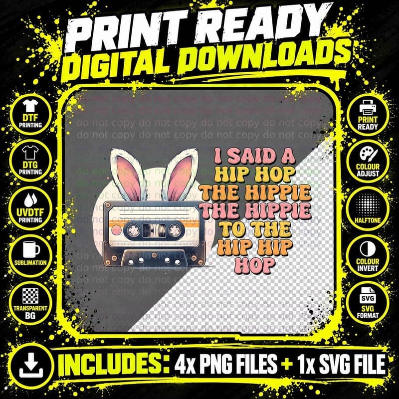 I Said a Hip Hop the Hippie the Hippie to the Hip Hop Png SVG Digital Bundle