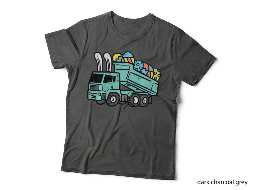 Kids Easter Eggs on Dump Truck Bunny Cute Boys Kids Toddler T-Shirt