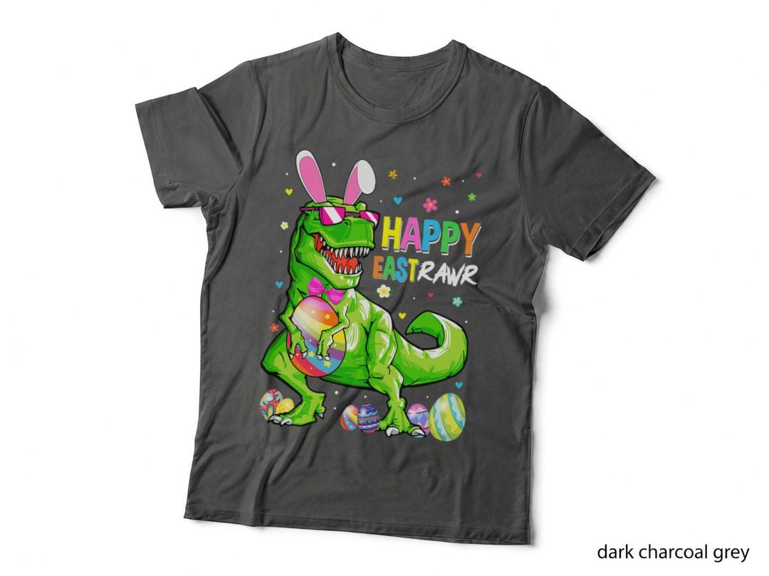 Kids Happy Eastrawr T Rex Easter Bunny Egg Funny Dinosaurs T-Shirt