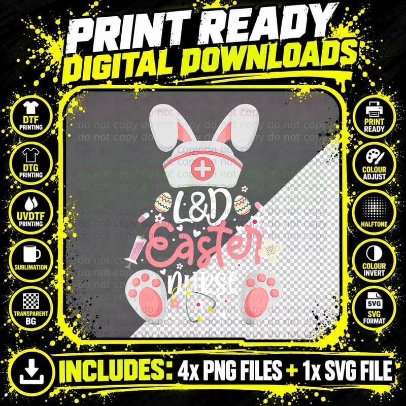 L&d Easter Day Nurse Outfit Bunny Labor and Delivery Png SVG Digital Bundle