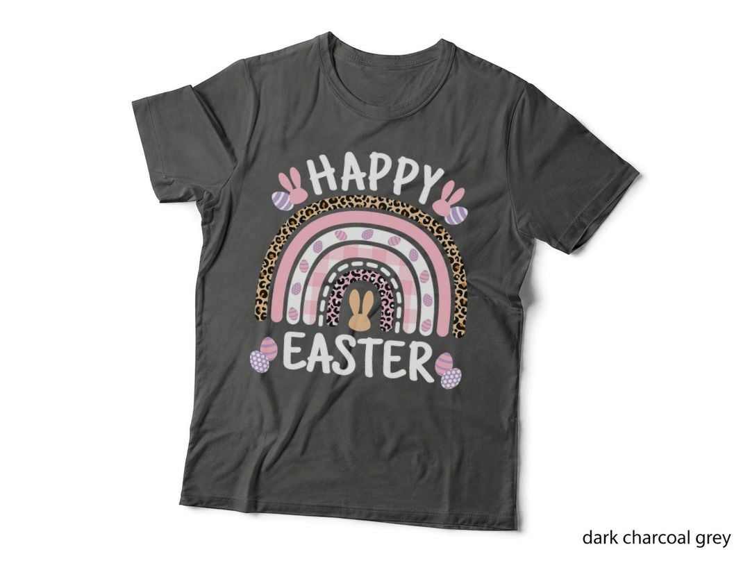 Leopard Rainbow Easter Bunny T-Shirt, Easter Themed, Easter Apparel