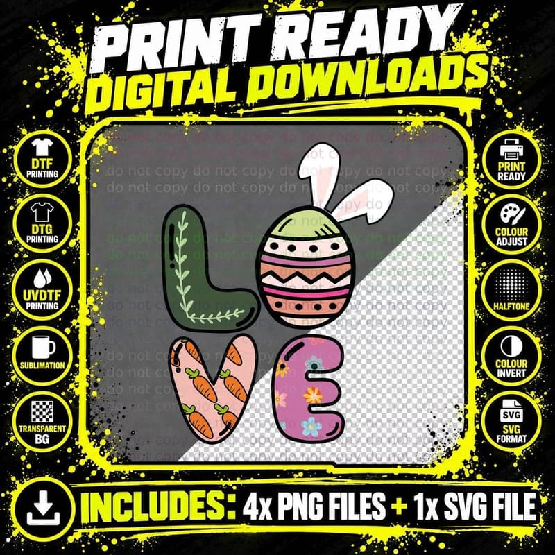 Love Easter T-Shirt, Easter-Themed Love with Bunny Egg Png SVG Digital Bundle