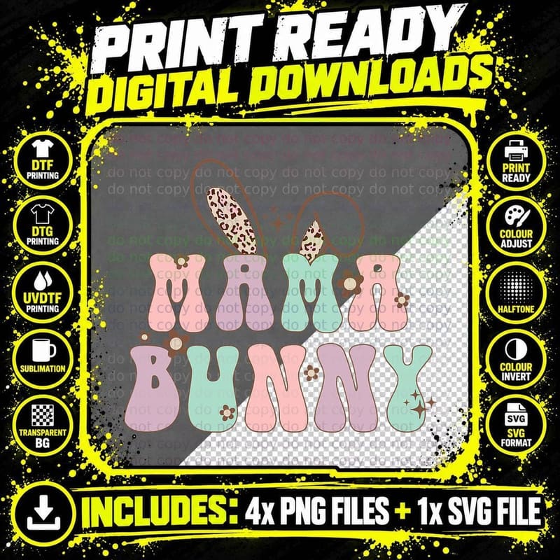 Mama Bunny Matching Family Easter Pregnancy Mom Baby Png SVG Digital Bundle