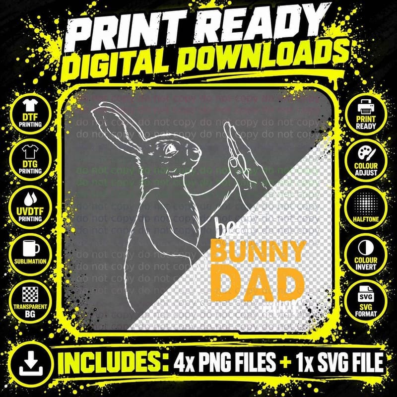 Mens Best Bunny Dad Ever Rabbit Daddy Bunny Father Mens Png SVG Digital Bundle