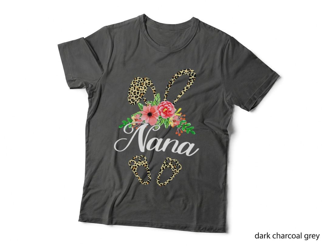 Mother's Day Easter Gifts Flower Nana Leopard Bunny T-Shirt