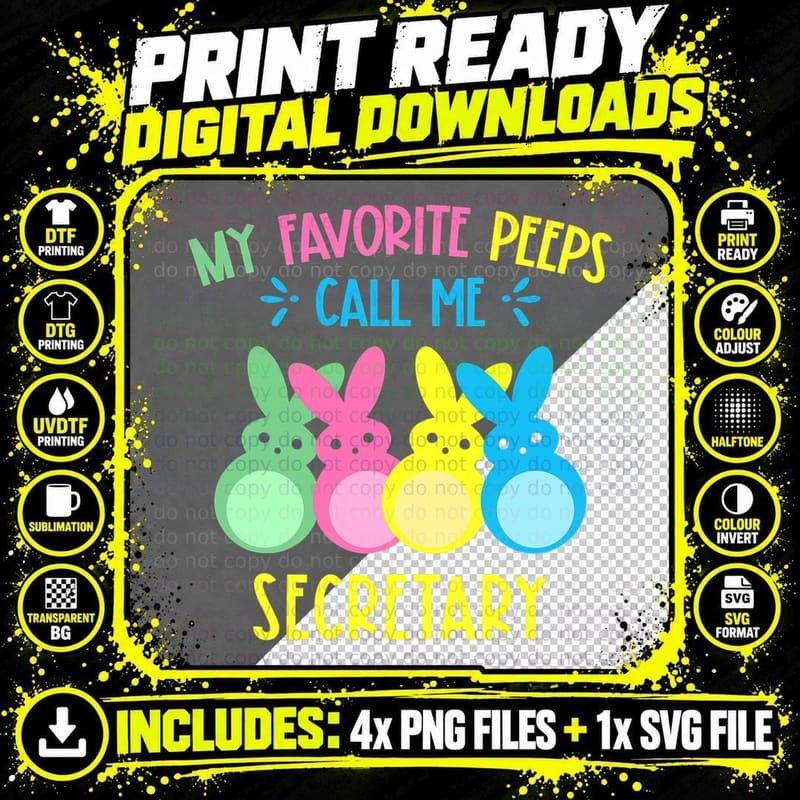 My Favorite Bunnies Call Me Secretary Cute Bunny Easter Png SVG Digital Bundle