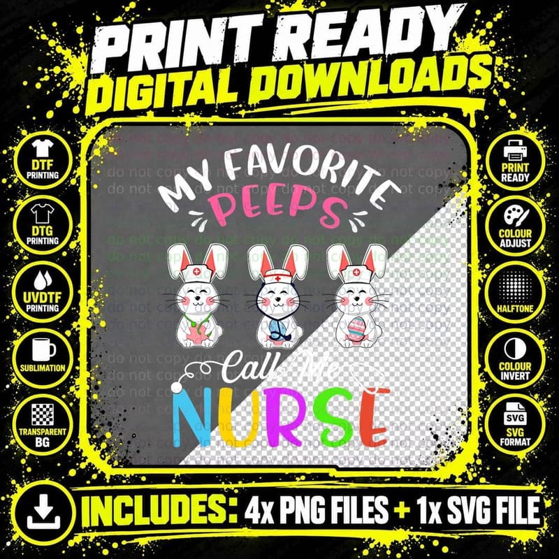 My Favorite Peeps Call Me Nurse Easter Day Funny Nurse Png SVG Digital Bundle
