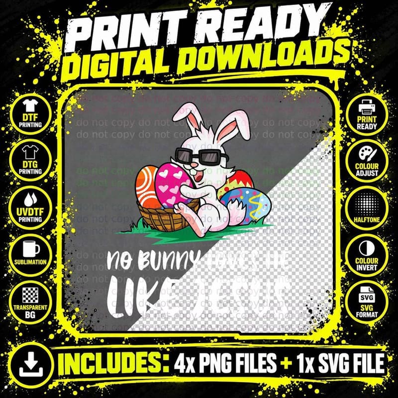 No Bunny Loves Me Like Jesus Easter Egg Bunny Cute Png SVG Digital Bundle