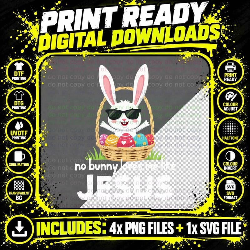 No Bunny Loves Me Like Jesus Shirts, Easter Egg Png SVG Digital Bundle