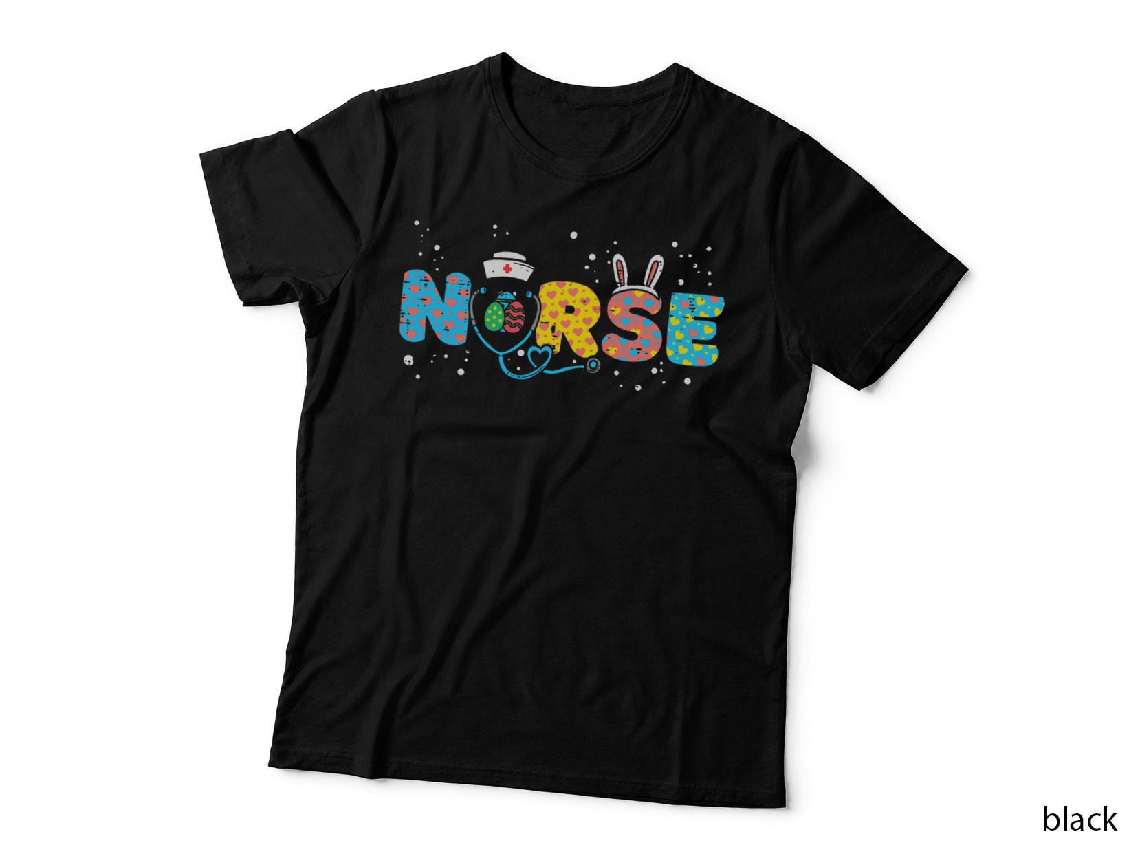 Nurse Bunny Ears Easter Scrub T-Shirt, Easter Theme, Nurse Scrub Print
