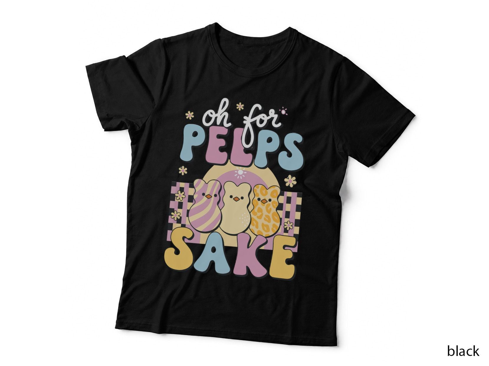 Oh for Pelps Sake Easter T-Shirt, Easter Chicks in Pastel Colors Graphic Tee