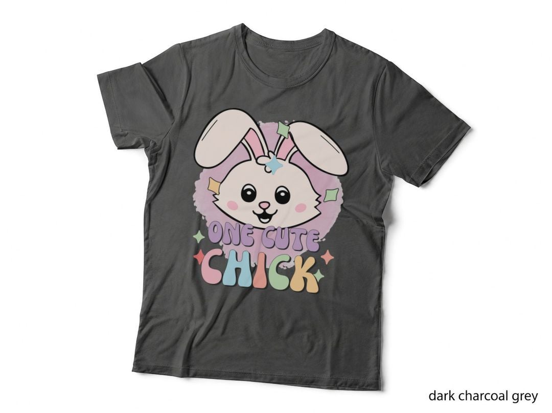 One Cute Chick Easter T-Shirt, Pastel Bunny with Stars Graphic Tee