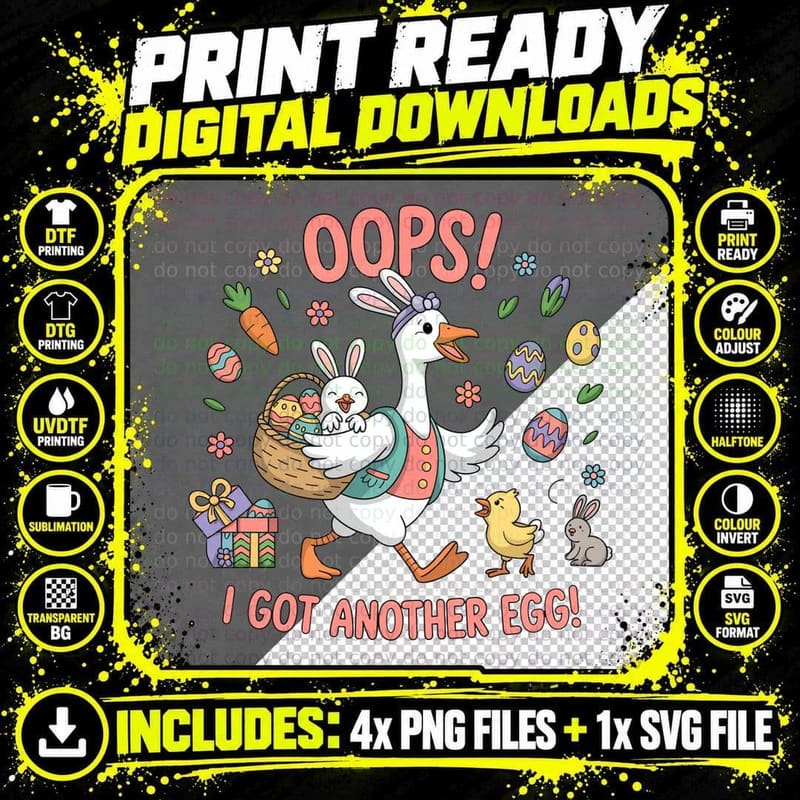 Oops! I Got Another Egg! Funny Goose T-Shirt Png SVG Digital Bundle
