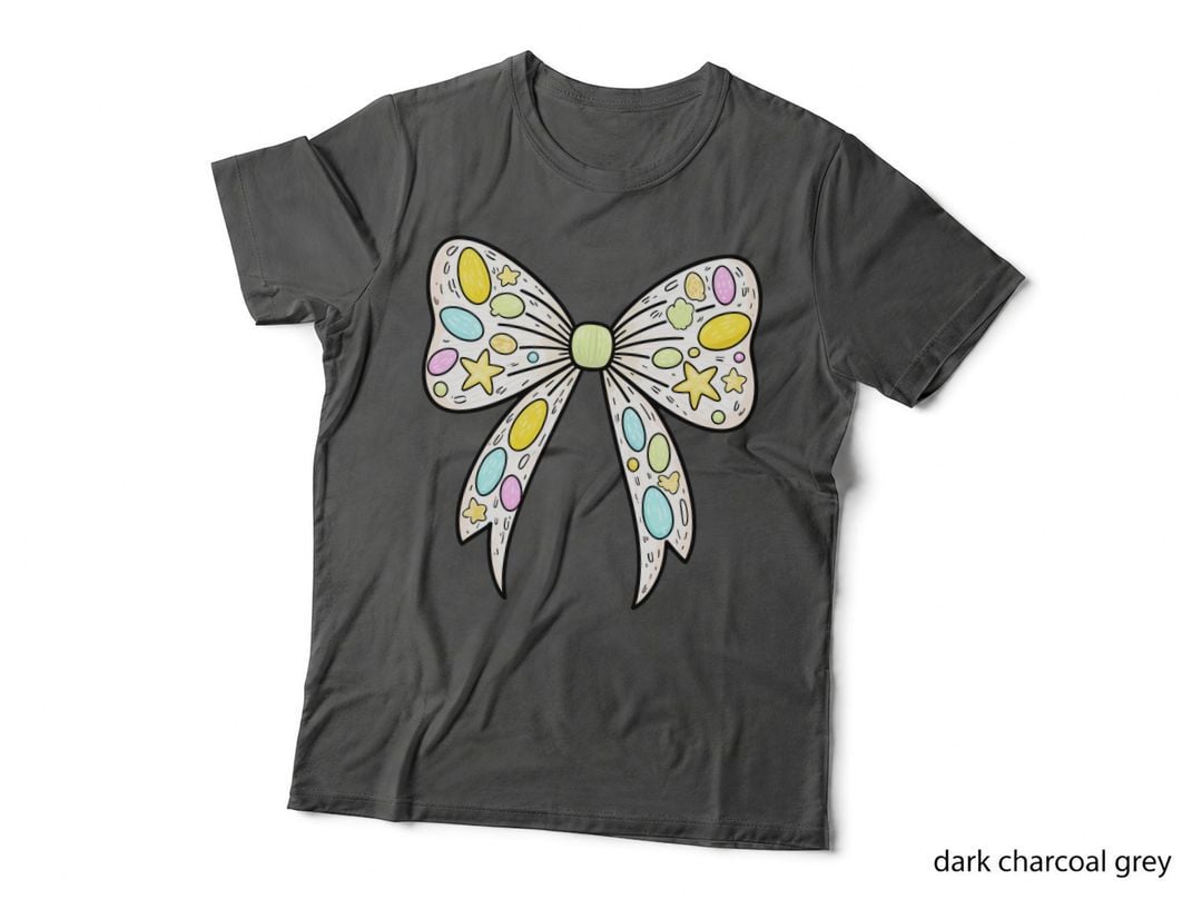 Pastel Easter Egg Bow Easter T-Shirt, Easter Graphic Tee, Easter Gift Shirt