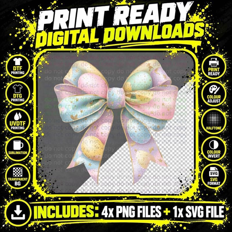 Pastel Easter Eggs with Glitter Stars Easter T-Shirt Png SVG Digital Bundle