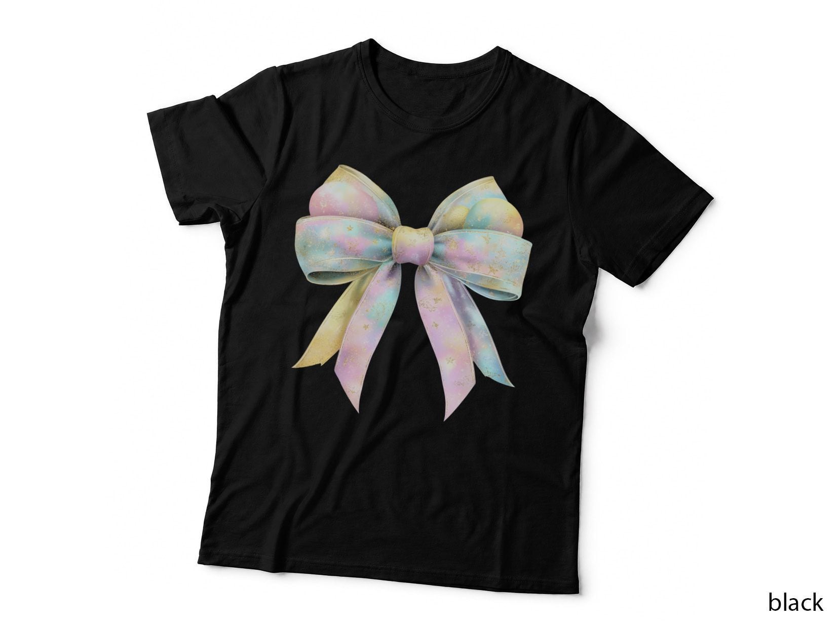 Pastel Galaxy Ribbon Bow Easter T-Shirt, Easter Graphic Tee, Easter Gift Shirt