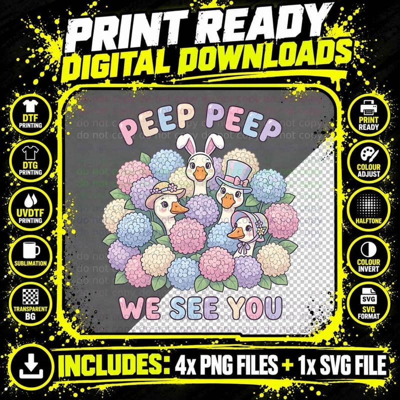Peep We See You Funny Goose T-Shirt Png SVG Digital Bundle