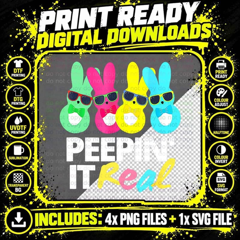 Peepin It Real Easter Bunny Egg Hunt Funny Women Girls Png SVG Digital Bundle