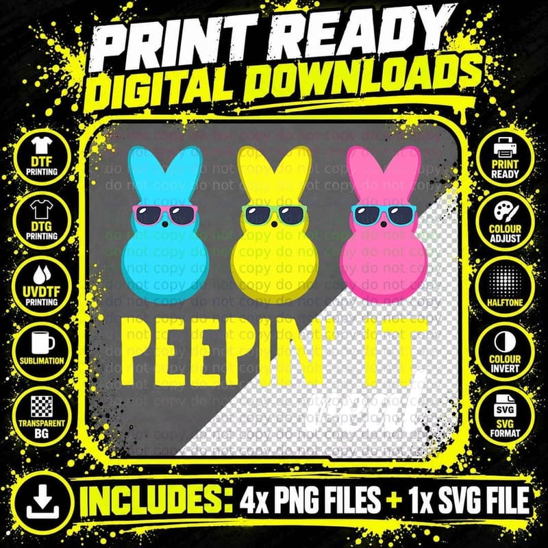Peepin It Real T Shirt Happy Easter Bunny Egg Hunt Funny Png SVG Digital Bundle
