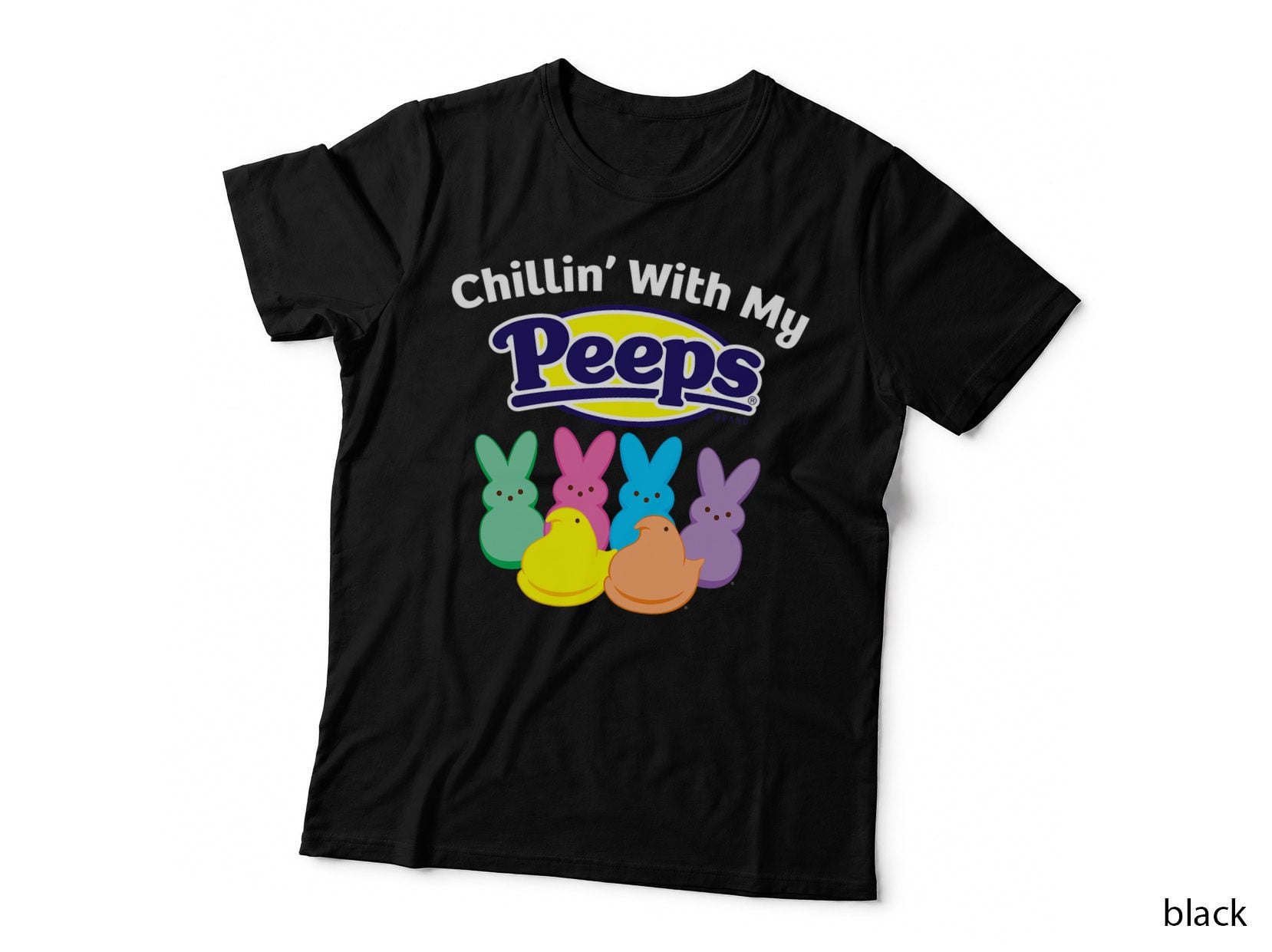 Peeps Black Easter T-Shirt - Classic Fit Crew Neck, Cotton & Polyester