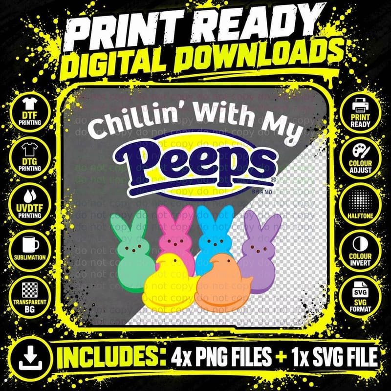 Peeps Black Easter T-Shirt - Classic Fit Crew Neck Png SVG Digital Bundle