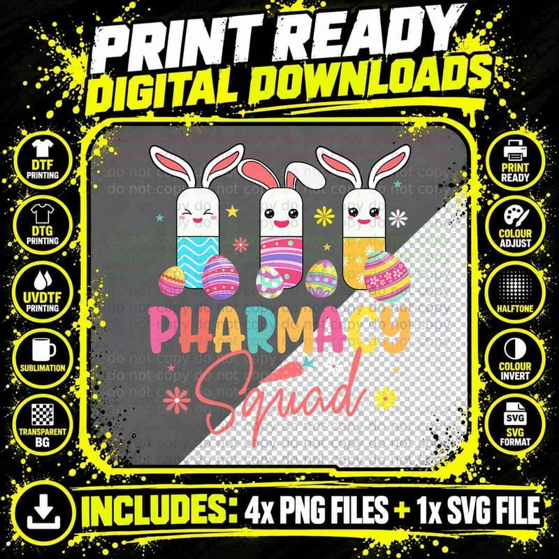 Pharmacy Squad Pharmacist Life Easter Christians T-Shirt Png SVG Digital Bundle