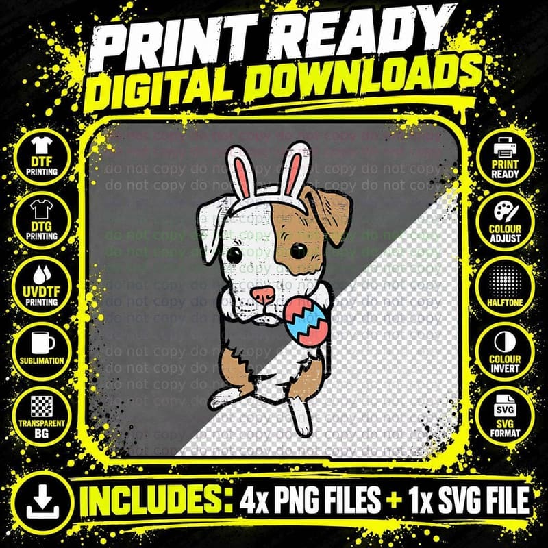 Pocket Easter Pitbull Bunny Pittie Dog Lover Men Women Png SVG Digital Bundle