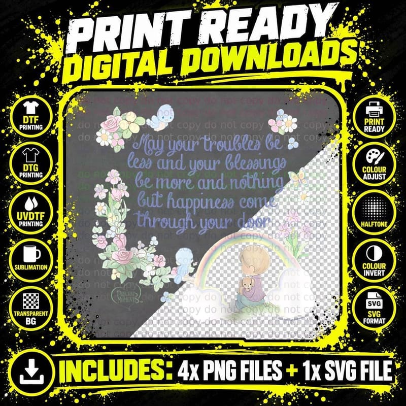 Precious Moments Easter Nothing but Happiness Quote Png SVG Digital Bundle