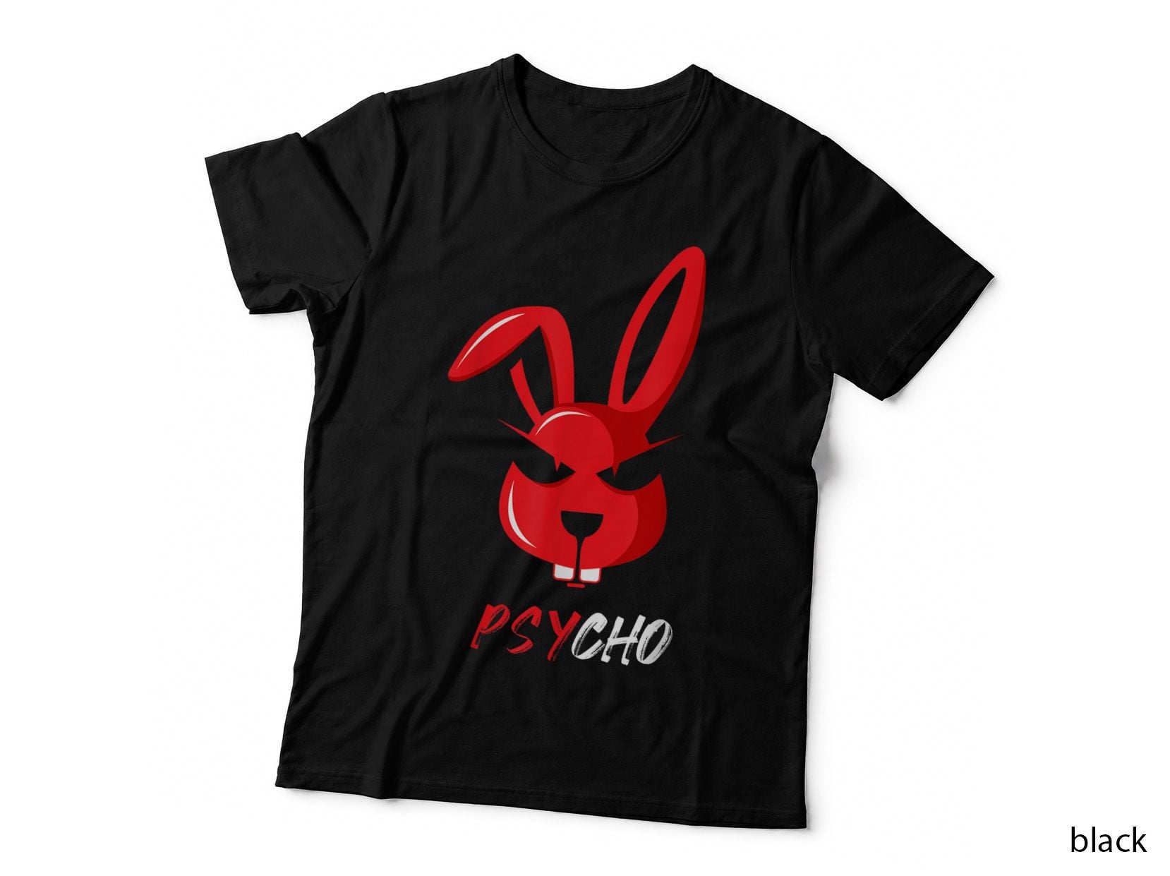 Psycho Bunny Rabbit T-Shirt, Funny Weird Animal Print, Pet Lover Apparel