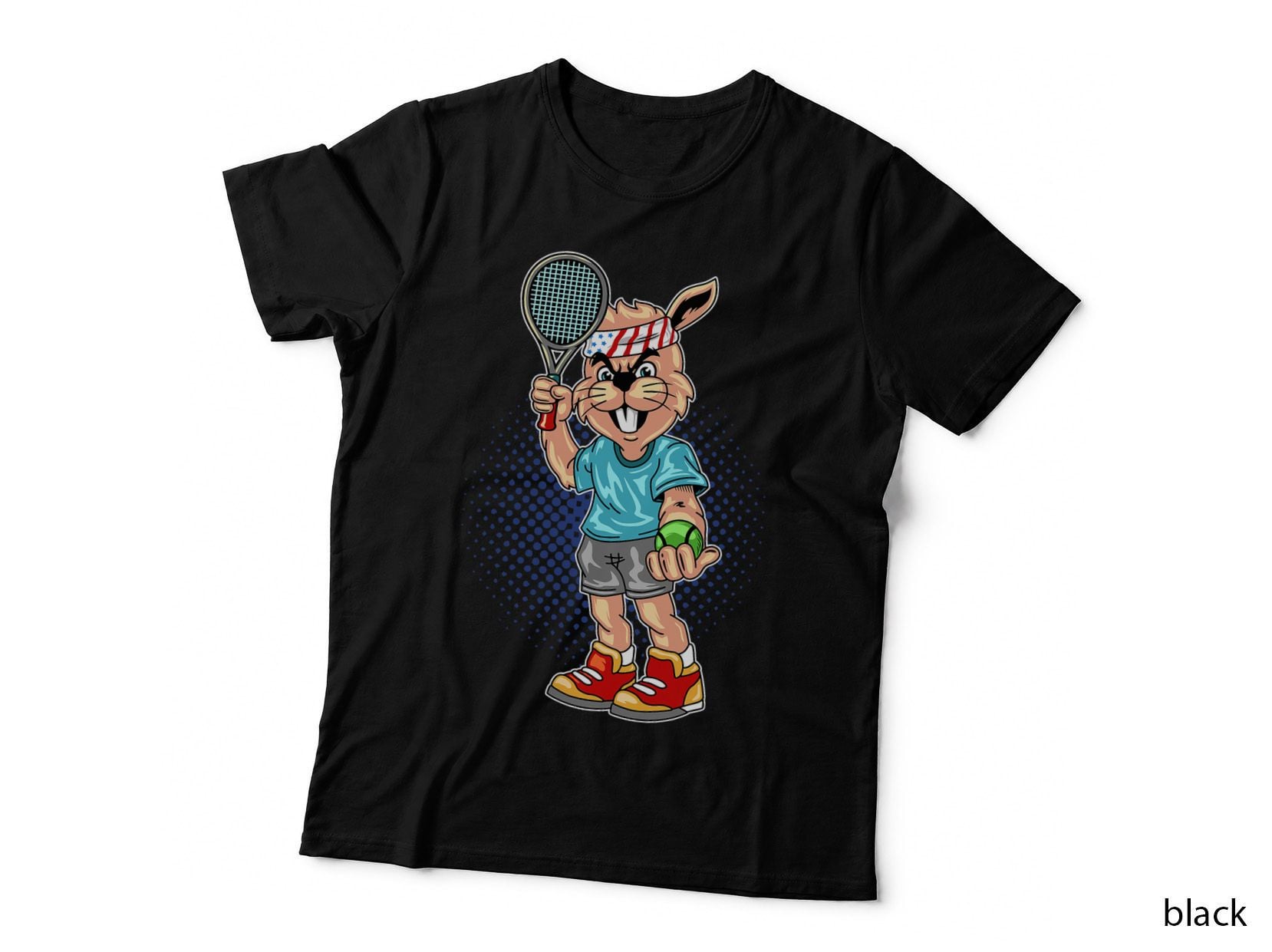 Rabbit Bunny Tennis, Animal Lover Gift, Nature Inspired, Sports Style T-Shirt
