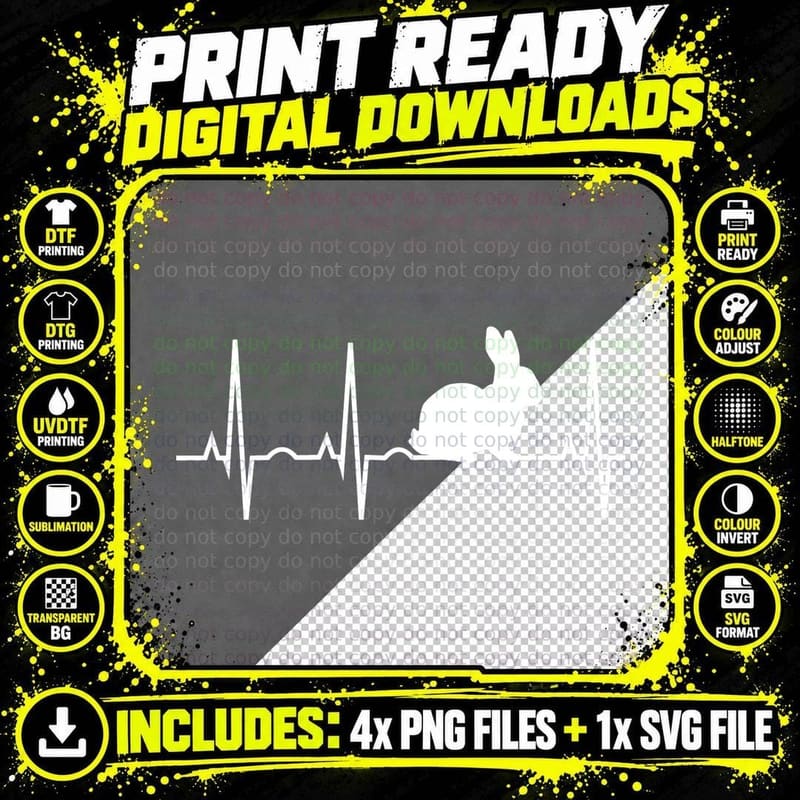 Rabbit Hoodie Bunny Rabbit Heartbeat Hooded Gift Png SVG Digital Bundle