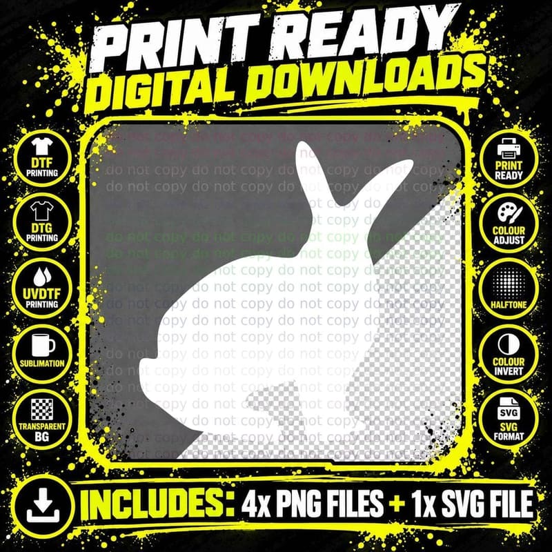Rabbit Silhouette Easter T-Shirt, Easter Graphic Tee Png SVG Digital Bundle