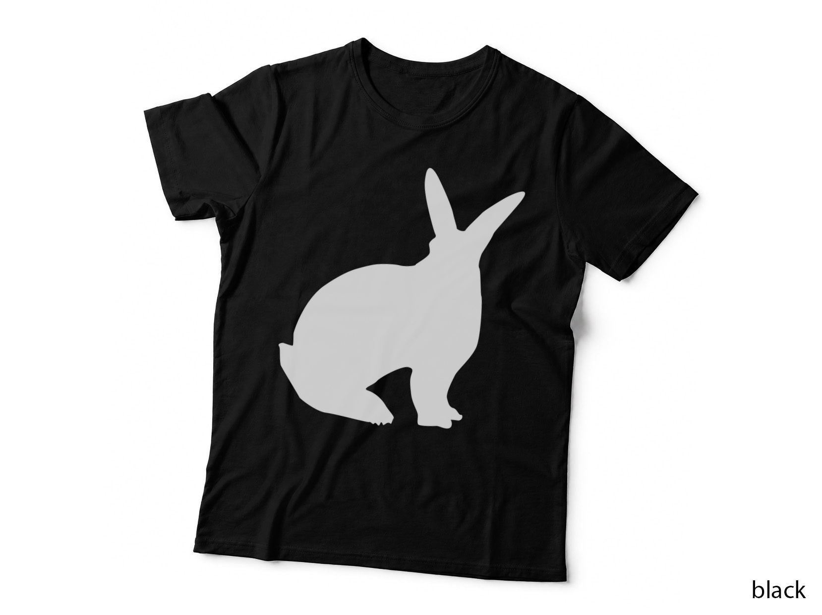 Rabbit Silhouette Sitting Easter Print T-Shirt, Easter Graphic Tee