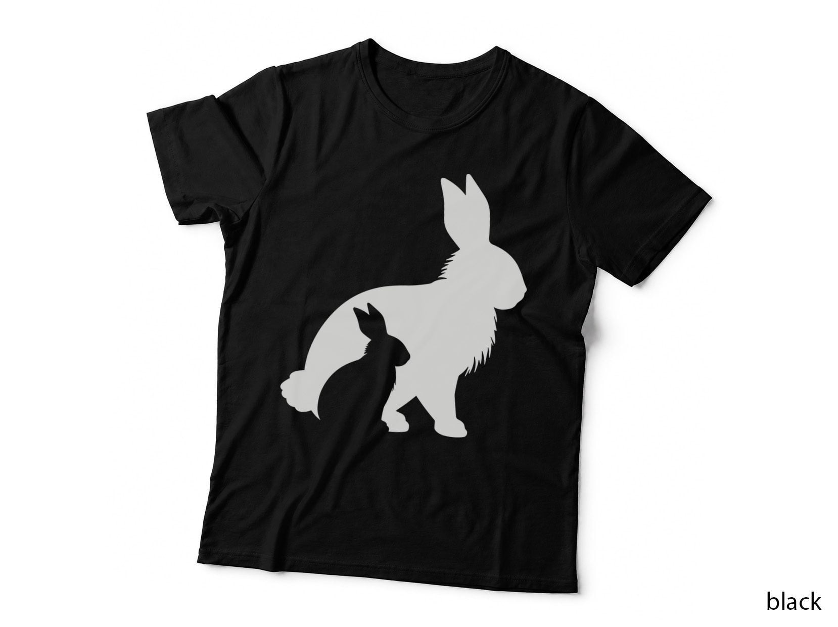 Rabbit Silhouette with Smaller Rabbit Easter T-Shirt, Easter Graphic Tee