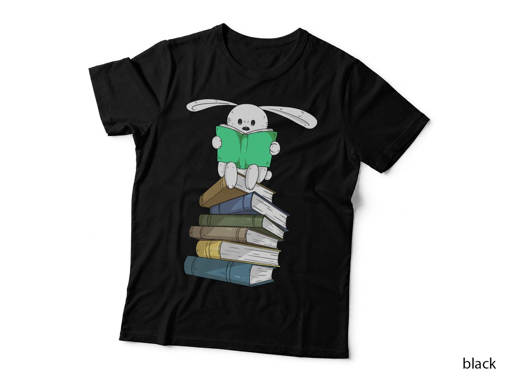 Rabbit on Books Cute Bunny Reading Lover Gift T-Shirt