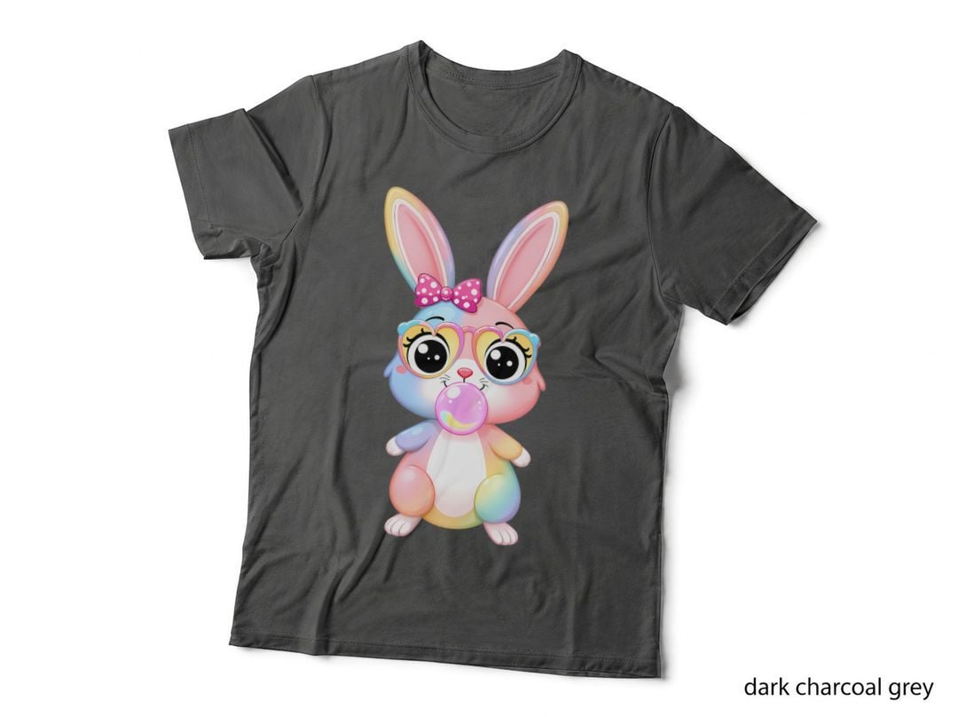 Rainbow Bunny Blowing Bubblegum Easter T-Shirt, Easter Graphic Tee