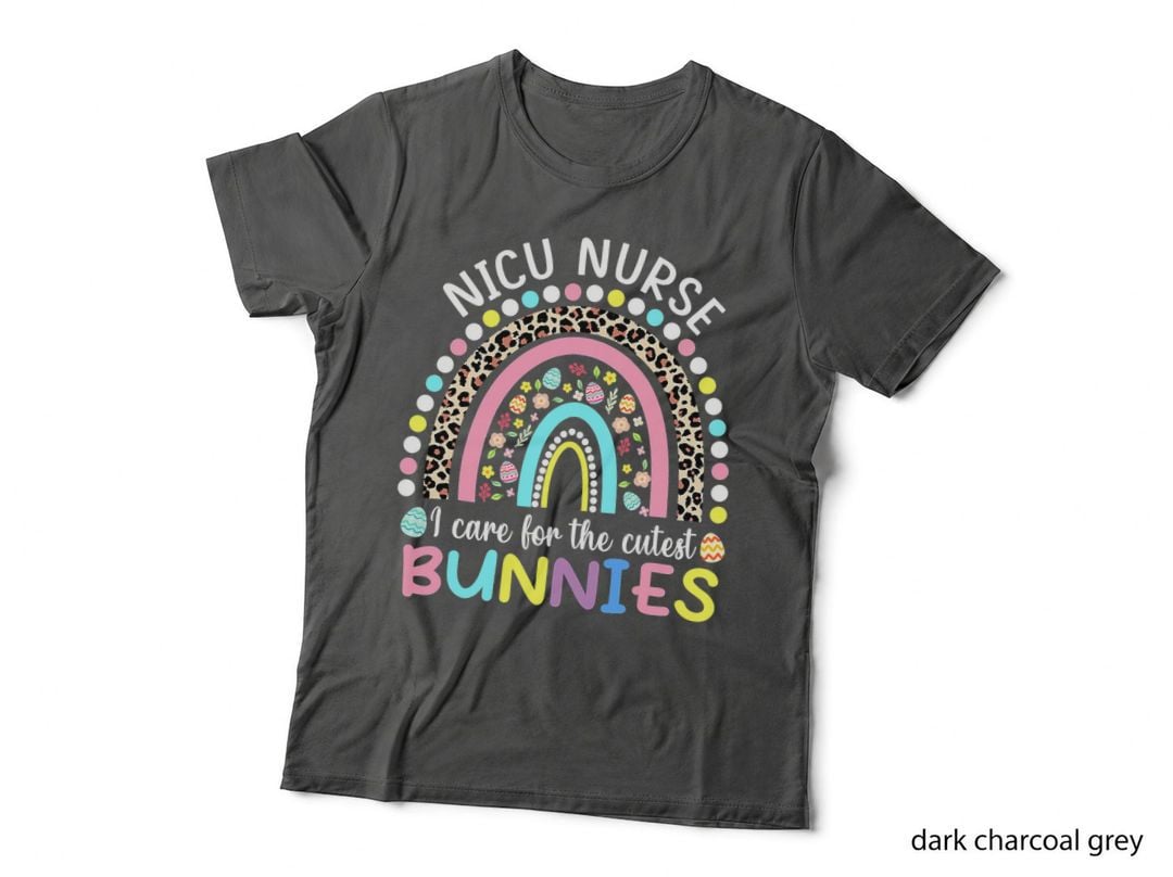Rainbow I Care for the Cutest Bunnies NICU Nurse Easter Day T-Shirt
