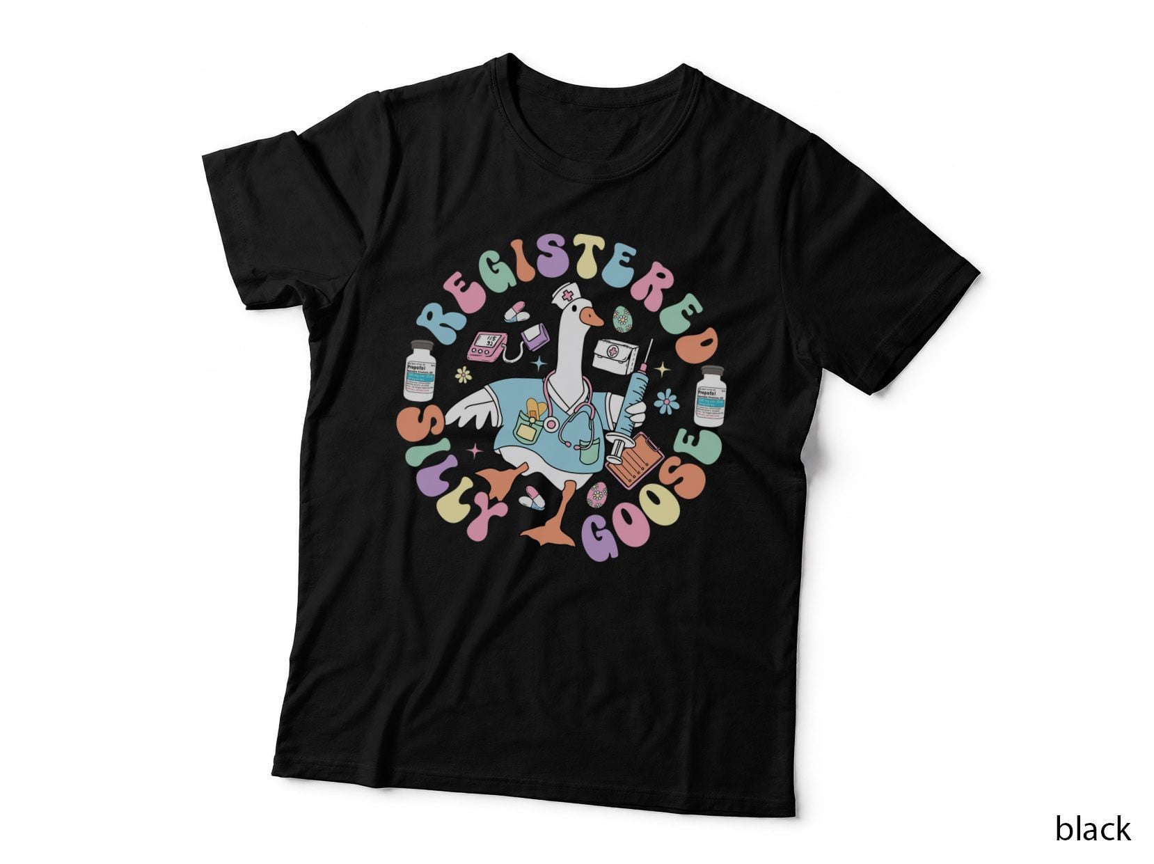 Registered Silly Goose Easter Nurse Funny Medical School LPN CNA T-Shirt