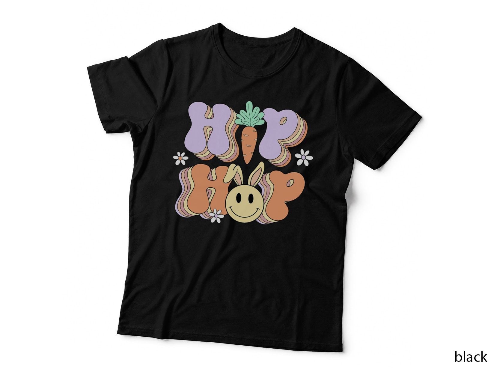 Retro Groovy Easter Day Hip Hop Cute Rabbit Bunny Carrot T-Shirt