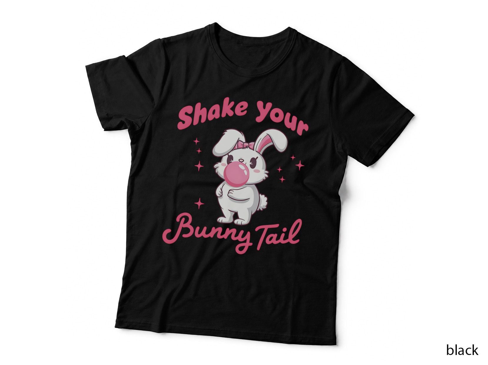 Shake Your Bunny Tail Easter T-Shirt, Bunny Blowing Bubblegum Graphic Tee