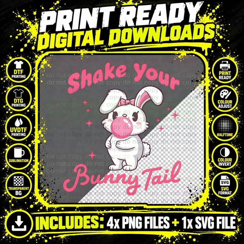 Shake Your Bunny Tail Easter T-Shirt Png SVG Digital Bundle