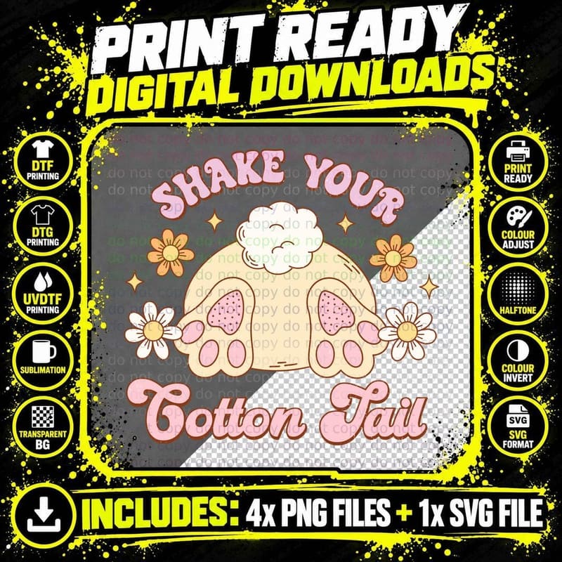 Shake Your Cotton Tail Easter T-Shirt Png SVG Digital Bundle