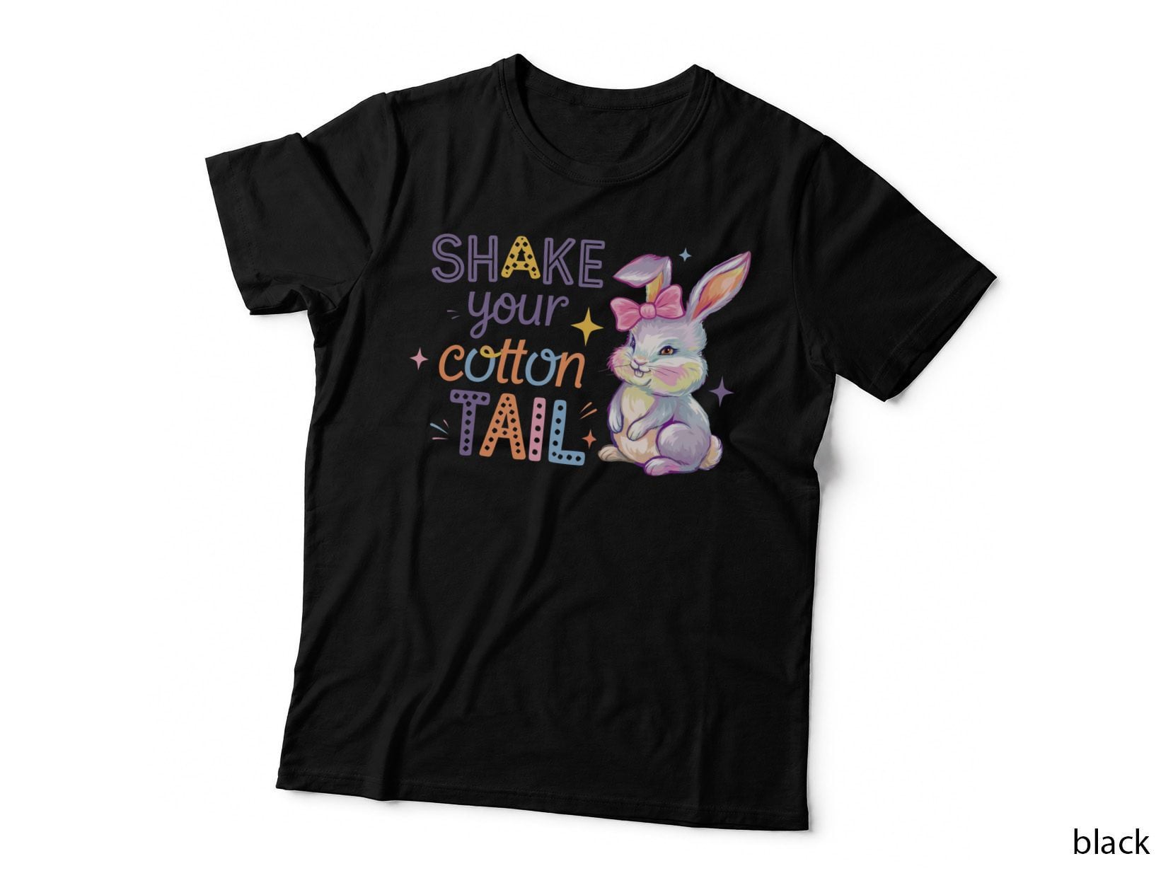 Shake Your Cotton Tail Easter T-Shirt, Easter Bunny with Bow Graphic Tee