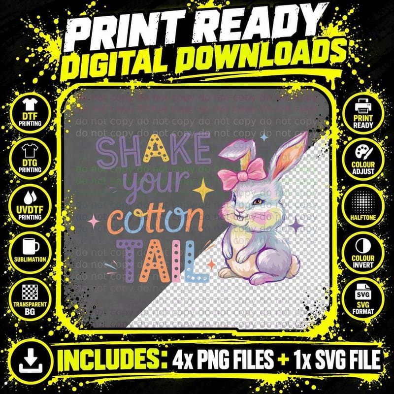 Shake Your Cotton Tail Easter T-Shirt Png SVG Digital Bundle