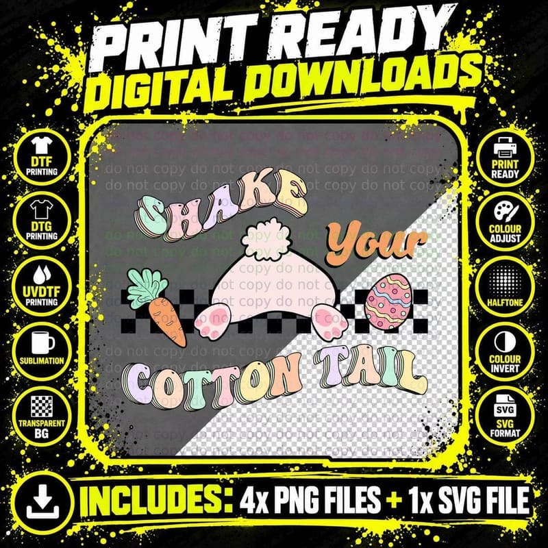 Shake Your Cotton Tail Easter T-Shirt Png SVG Digital Bundle
