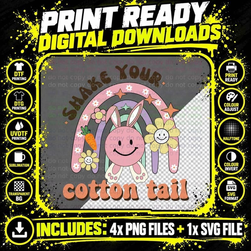 Shake Your Cotton Tail Easter T-Shirt Png SVG Digital Bundle