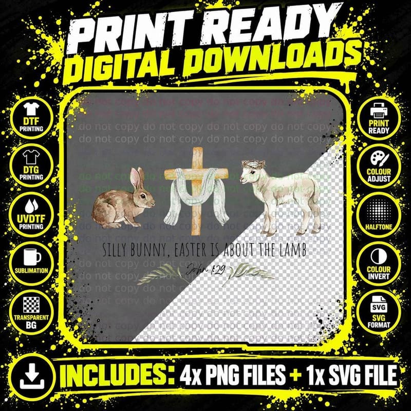 Silly Bunny Easter Is About the Lamb Funny Vintage Png SVG Digital Bundle