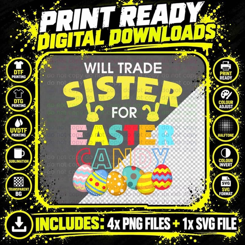Sister Easter Candy T-Shirt, Easter Themed Png SVG Digital Bundle